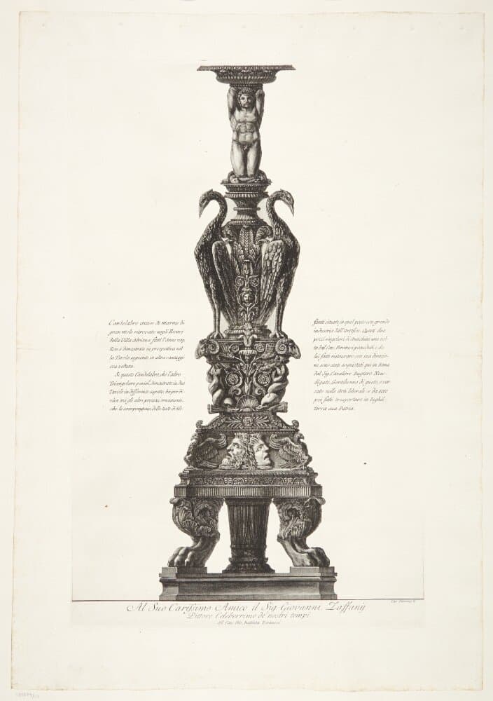 Kandelaber af marmor fundet i Hadrians Villa, Tivoli — Giovanni Battista Piranesi
