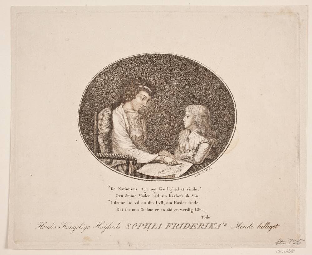 Dronning Sophia Friderika med arveprinsen — Gerhard Ludvig Lahde
