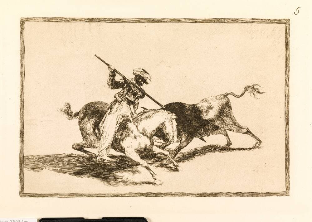 Den beåndede Maurer Gazul er den første til at spidde tyre i henhold til reglerne — Francisco Goya