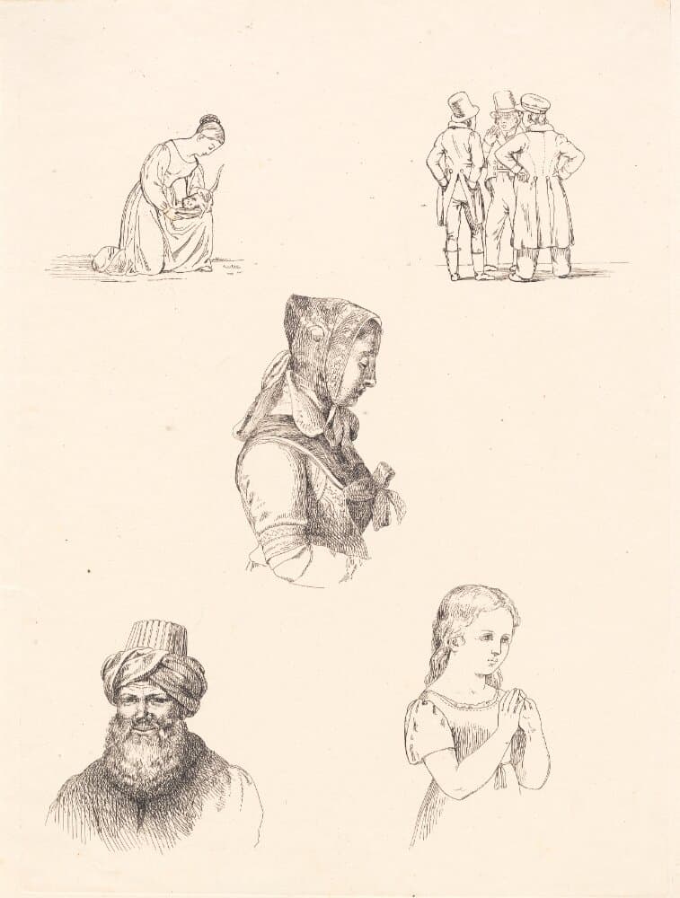Prøveblad med figurstudier — Adam Müller