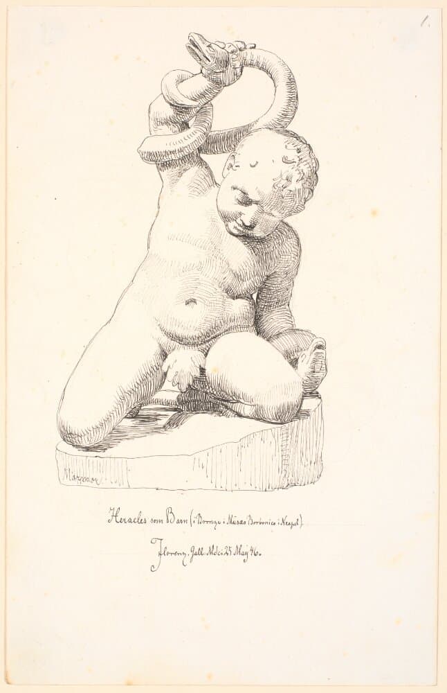 Studier efter en figur af en dreng med en slange — Johan Thomas Lundbye