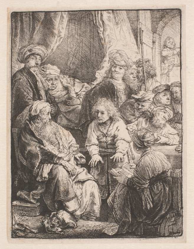 Josef fortæller sine drømme — Rembrandt van Rijn