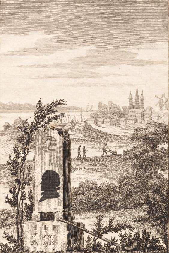Mindestøtte for Hans Jakob Paludan. Titelblad til "Beskrivelse over Staden Kalundborg" — J.F. Clemens
