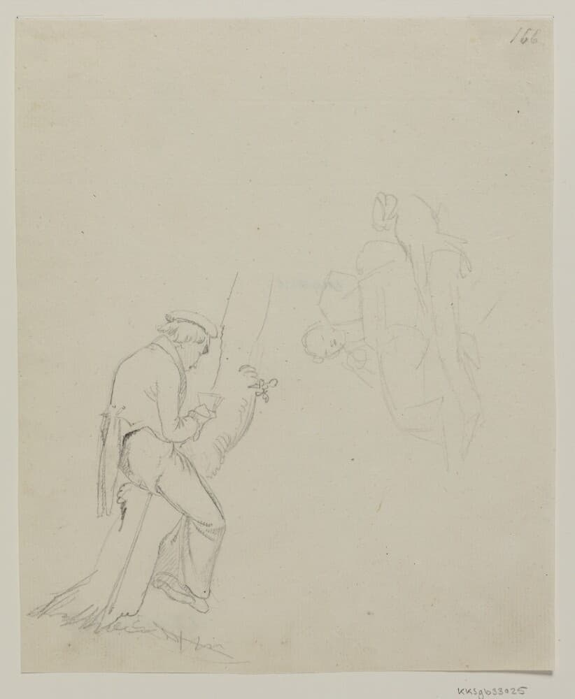 Tegnende kunstner i et træ og figurrids — Albert Küchler