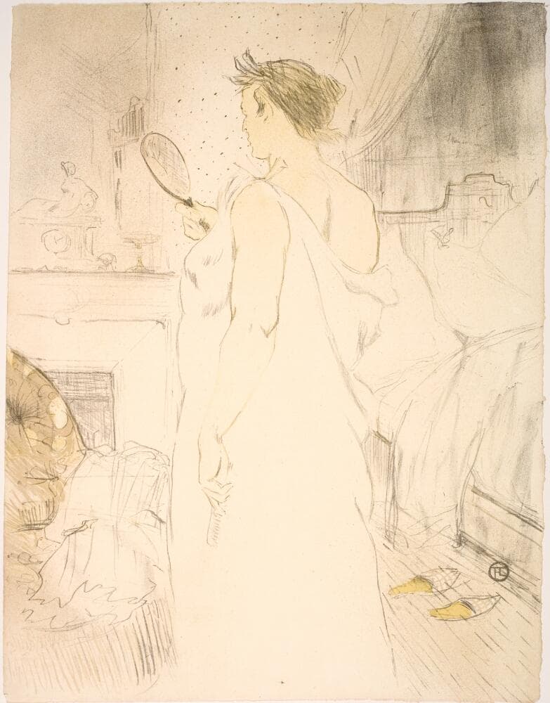Femme á Glace, la Glace á Main — Henri de Toulouse-Lautrec