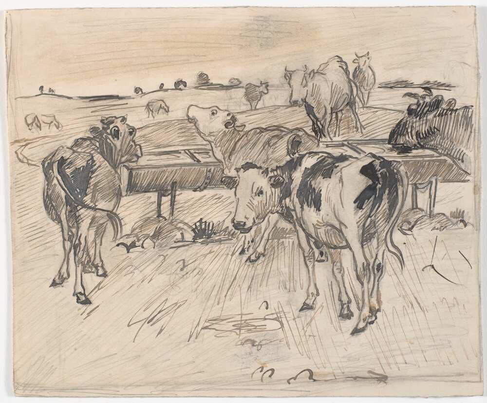 Kalve ved Gammelgårds brønd — Theodor Philipsen