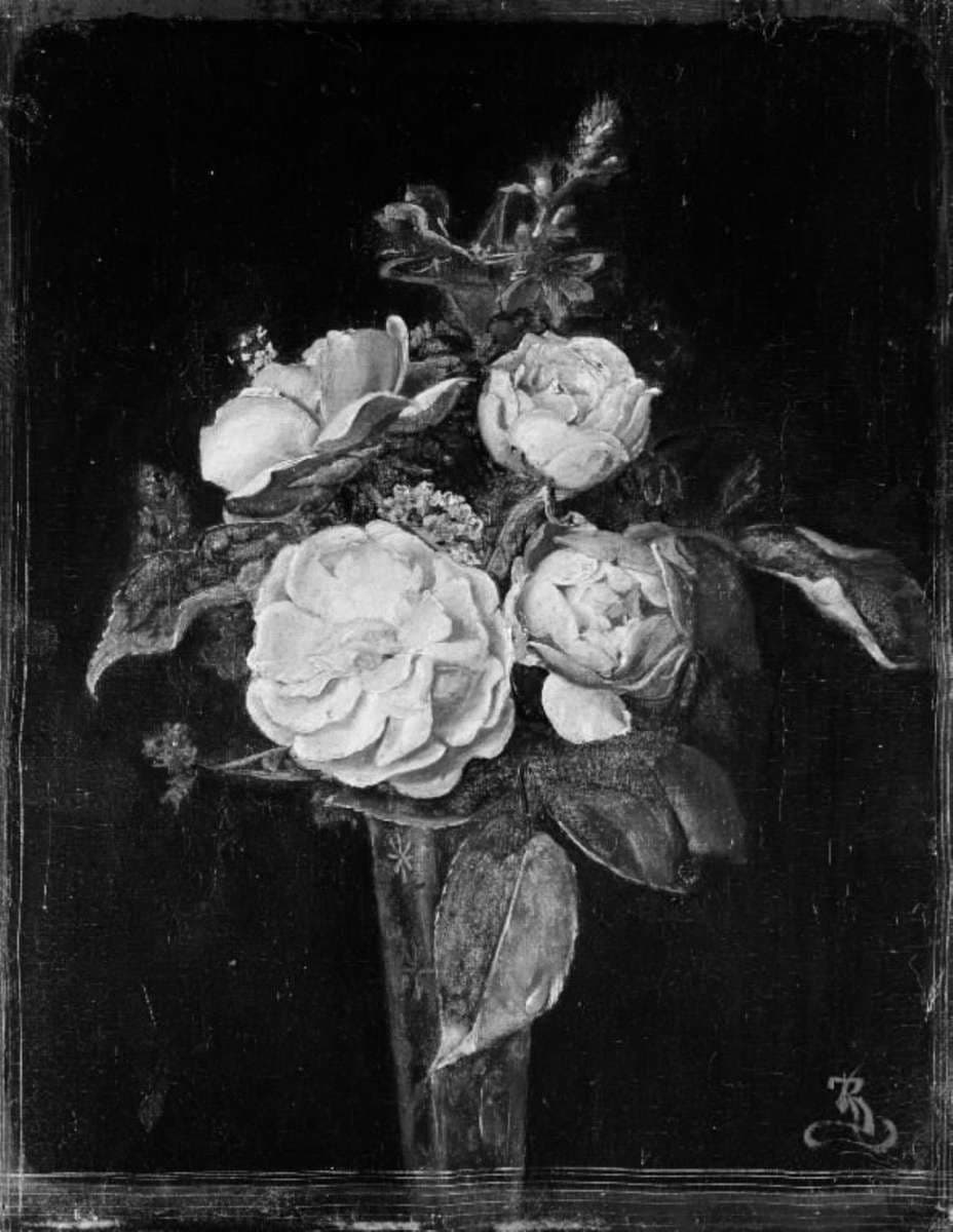 Roser og reseda i et blomsterglas — Kristian Zahrtmann
