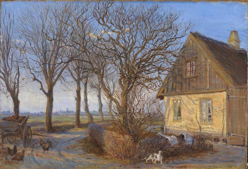Uden for en bondegård. Maglebylille — Theodor Philipsen