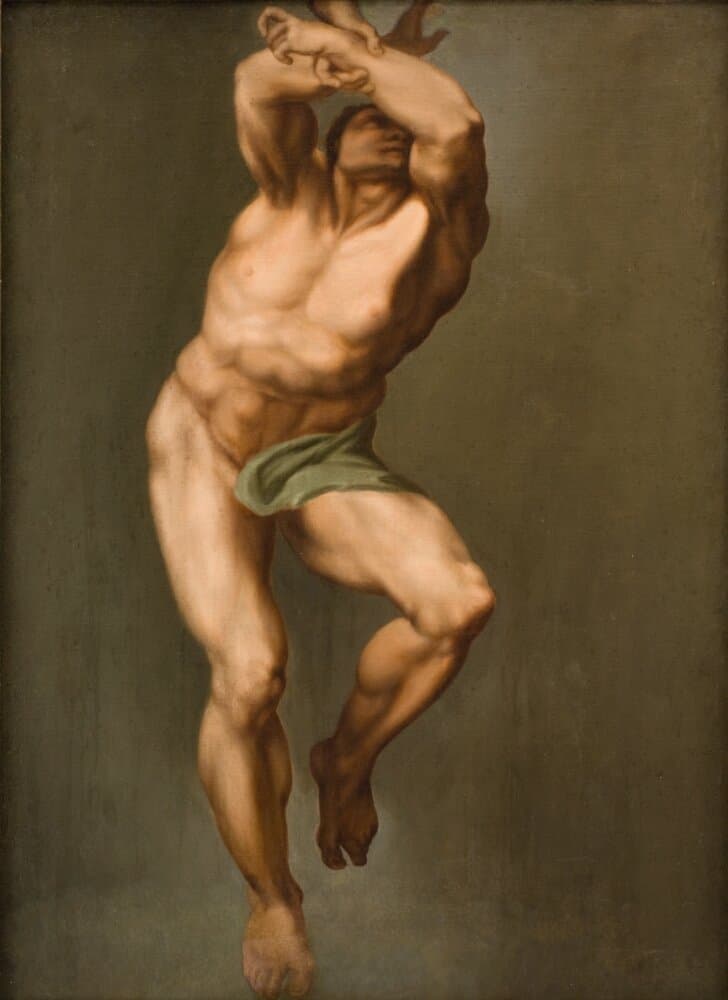 Male Figure. After Michelangelo's "Last Judgement" in the Sistine Chapel — Nicolai Abildgaard