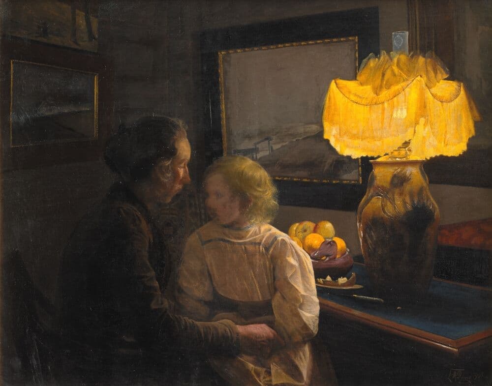 Moder fortæller. Kunstnerens hustru og datter — L.A. Ring