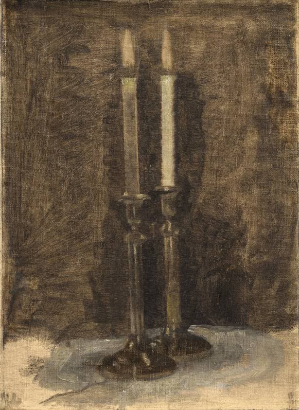 To lys på et bord — Vilhelm Hammershøi