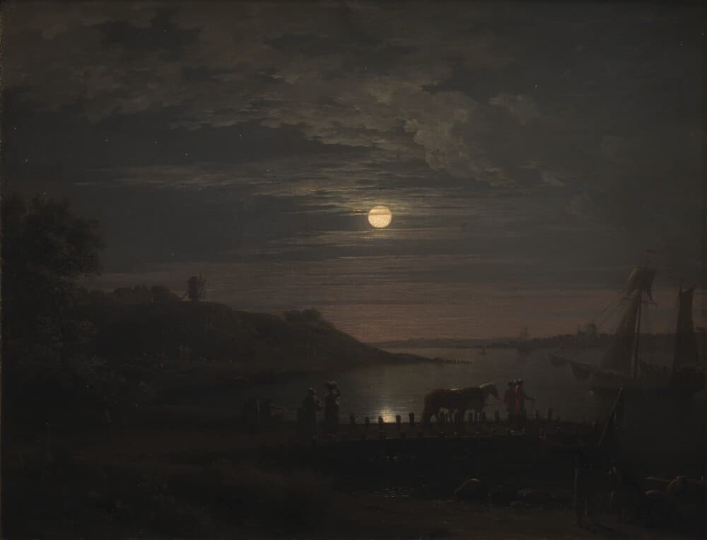 The Crossing over the Little Belt at Snoghøj. Moonrise — Jens Juel