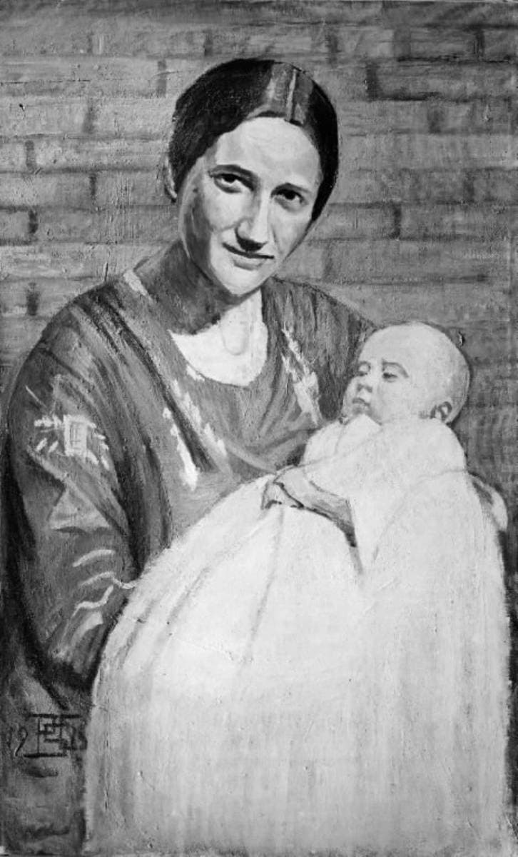 Gudmoder og dåbsbarn — Poul S. Christiansen