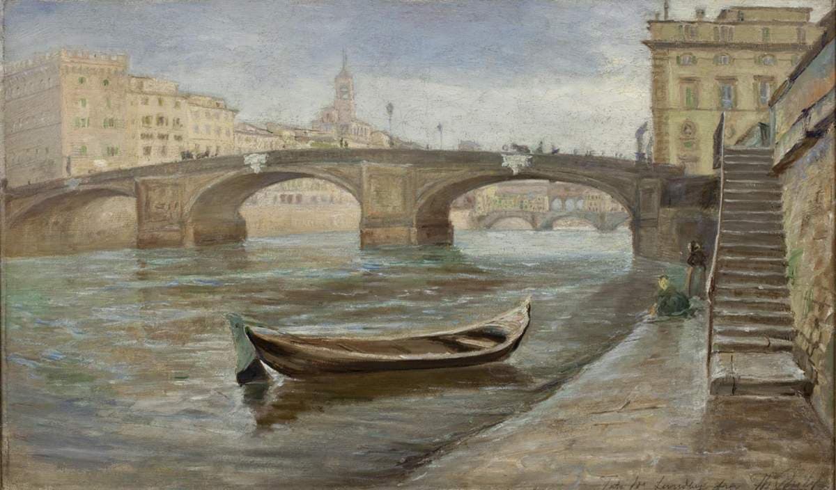 Gråvejrsdag i Florents ved Ponte S. Trinita — Theodor Philipsen
