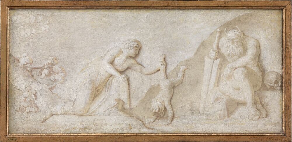 Thetis Immersing her Infant Son Achilles in the River Styx to Make him Invulnerable — Nicolai Abildgaard