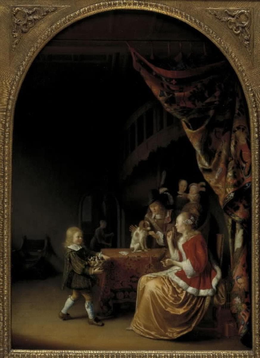 Scene i et rigt hollandsk hjem — Pieter Cornelisz. van Slingelandt