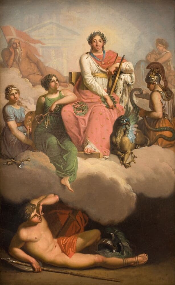 Frederik V as Patron of Science and the Arts — Nicolai Abildgaard