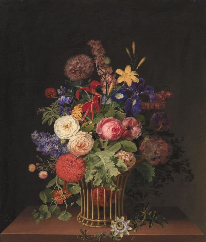 En let rørkurv med blomster — C.D. Fritzsch