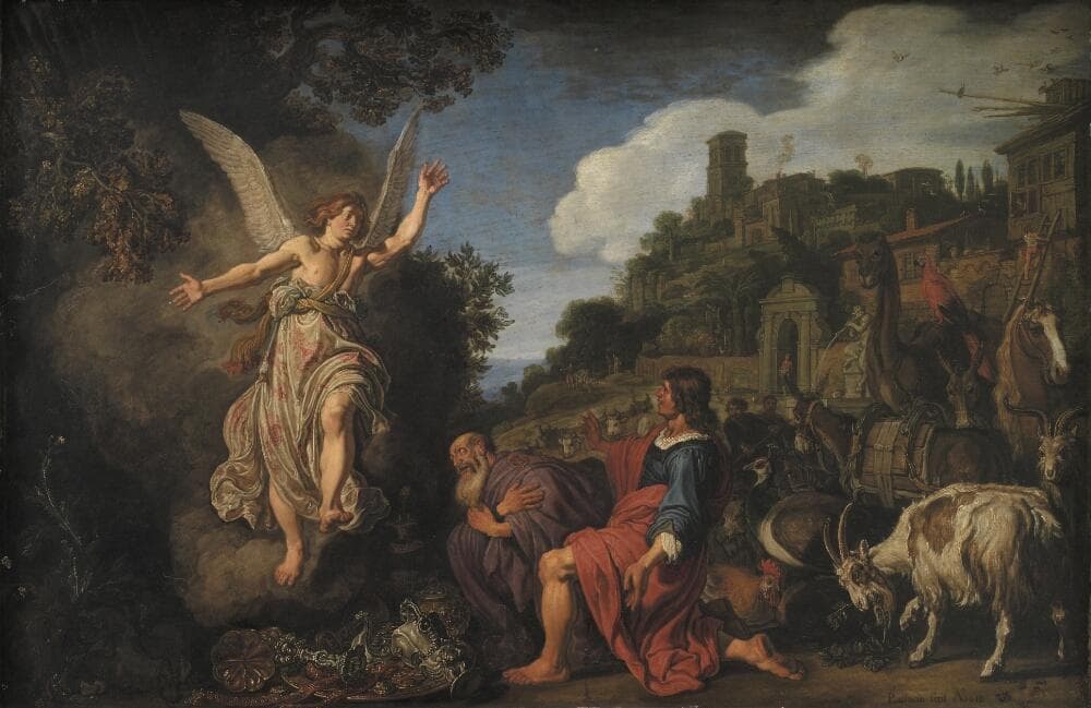 The Angel Raphael Takes Leave of Old Tobit and his Son Tobias — Pieter Lastman