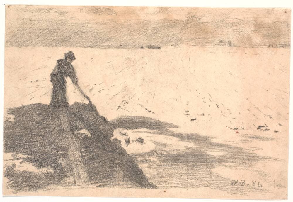 Møddingen jævnes (af kunstnerens broder) — Niels Bjerre
