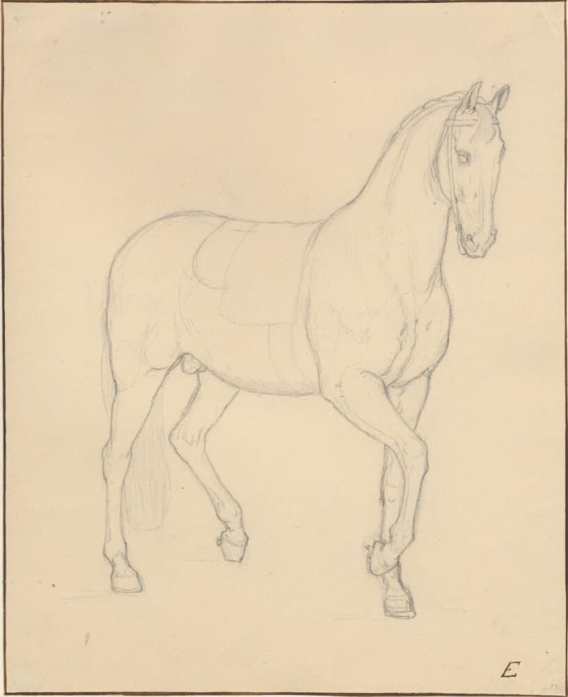 En hest i skridtbevægelse mod højre. — C.W. Eckersberg