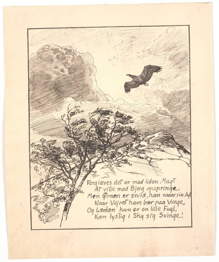Flyvende ørn over bjergtinde — Joakim Skovgaard