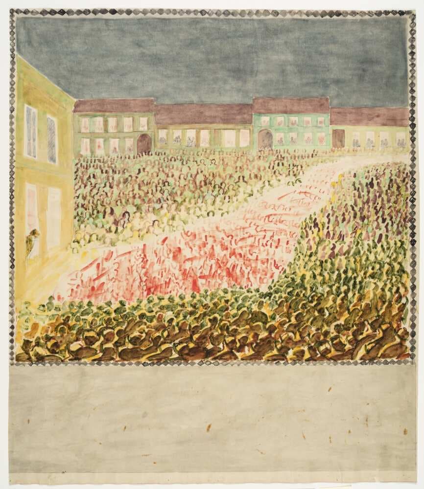 Fakkeltoget til H.C. Andersen i Odense. Udkast til freskodekorationer i H.C. Andersen Mindehallen i Odense — Niels Larsen Stevns