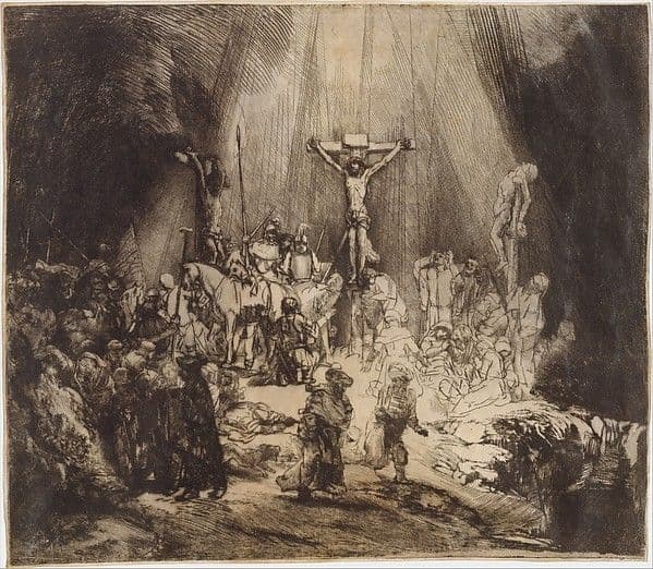 Christ Crucified between the Two Thieves: The Three Crosses — Rembrandt