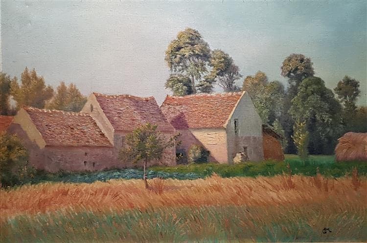 Ferme et champs de blé à Gouvernes — Léo Gausson