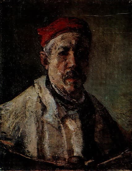 Self-Portrait With Red Bonnet — Gheorghe Petrascu