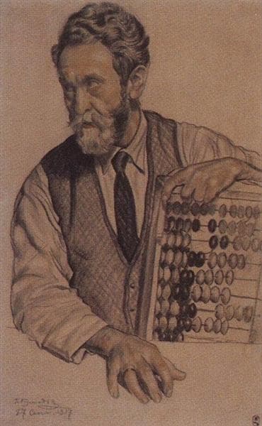Мужчина со счетами (В. А. Кастальский) — Boris Kustodiev