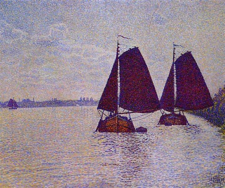 Barges on the River Scheldt — Théo van Rysselberghe