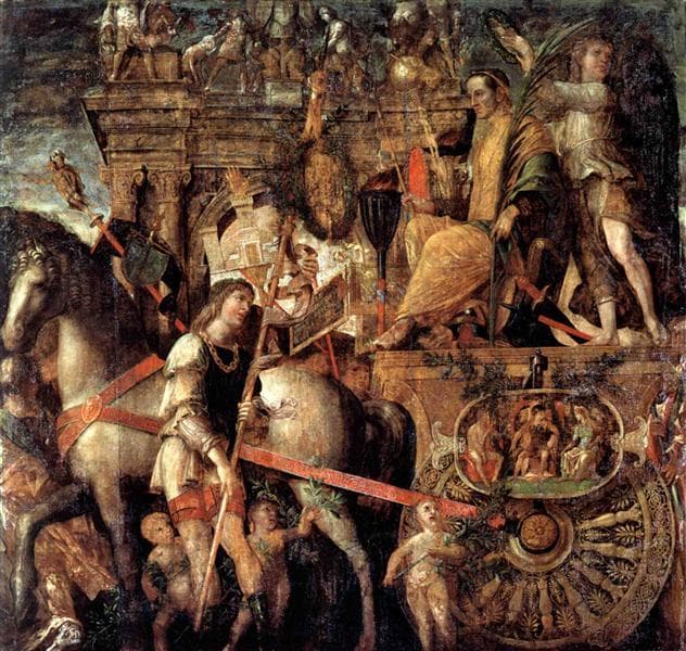 Julius Caesar on a triumphal car — Andrea Mantegna