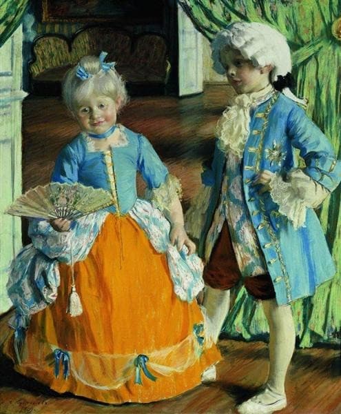 Дети в маскарадных костюмах — Boris Kustodiev