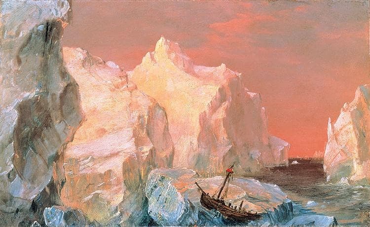 Icebergs and Wreck in Sunset — Frederic Edwin Church