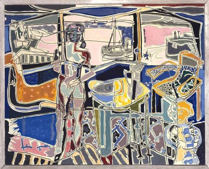 Harbour Window with Two Figures : St Ives : July 1950 — Patrick Heron