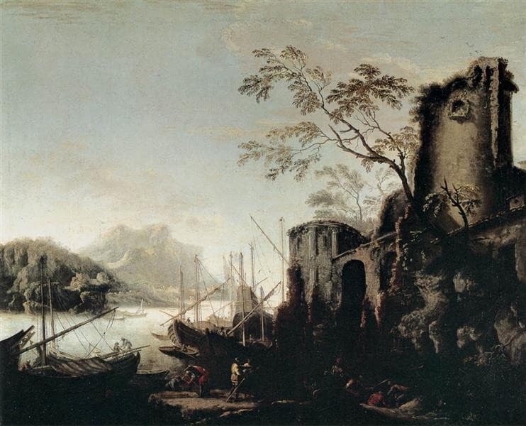 Marine Landscape with Towers — Salvator Rosa