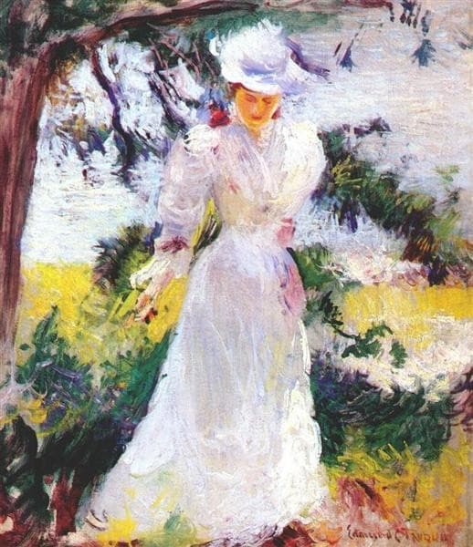 My Wife Emeline in a Garden — Edmund Charles Tarbell