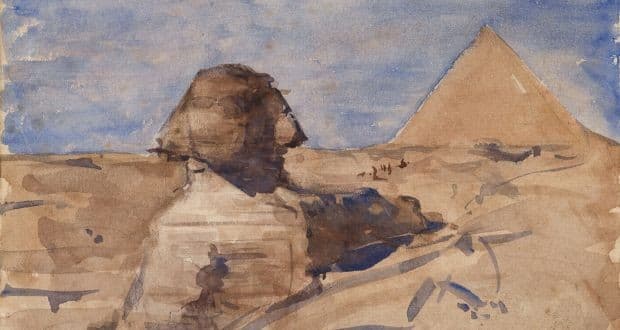The Sphinx Half in Shadow and Chephren Pyramid, Giza, Egypt — Nathaniel Hone the Younger