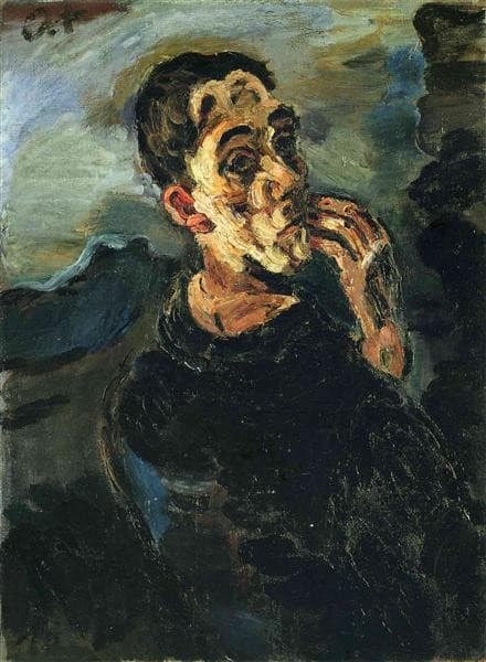 Self-Portrait with Hand by his face. — Oskar Kokoschka