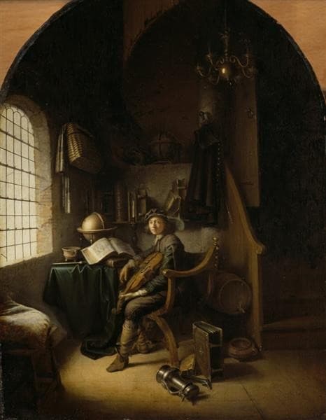 Interior with a Young Violinist — Gerrit Dou