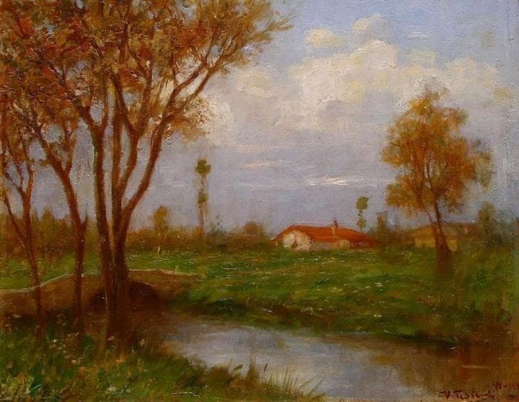 Landscape with river (June 1941) — Vittorio Tessari