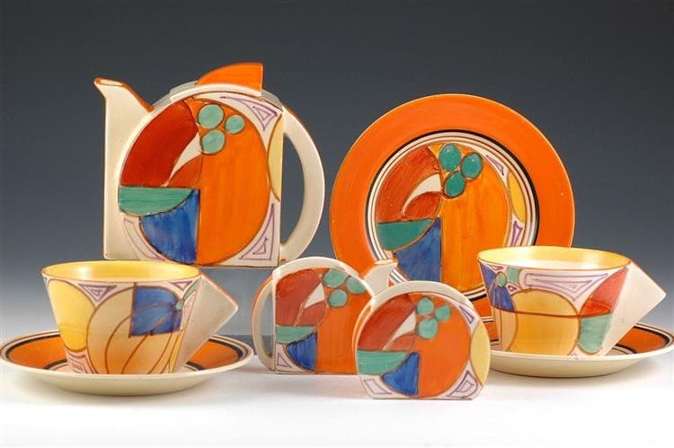 Stamford Shape, Early Morning Teaset   Melon Pattern — Clarice Cliff