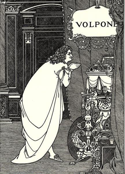 Volpone Adoring his Treasures — Aubrey Beardsley