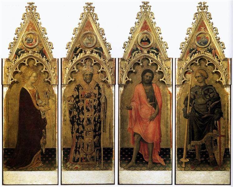 Two saints from the Quaratesi Polyptych: St. Mary Magdalen and St. Nicholas — Gentile da Fabriano