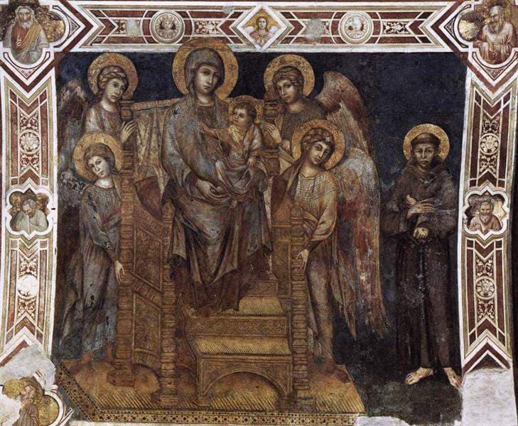 Madonna Enthroned with the Child, St. Francis and Four Angels — Cimabue