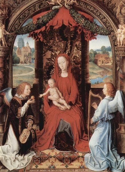 Madonna and Child Enthroned with Two Angels — Hans Memling