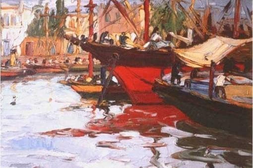Barca en el Riachuelo — Benito Quinquela Martin
