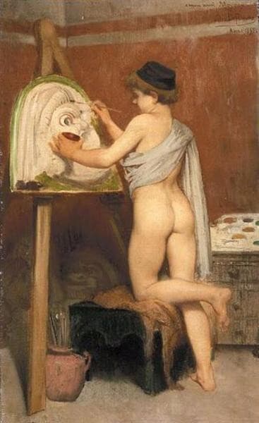 Boy Painting a Tragic Mask — Jules Joseph Lefebvre