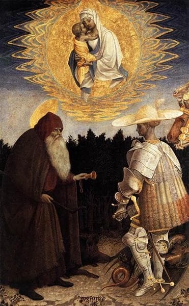 Apparition of the Virgin to Sts Anthony Abbot and George — Pisanello